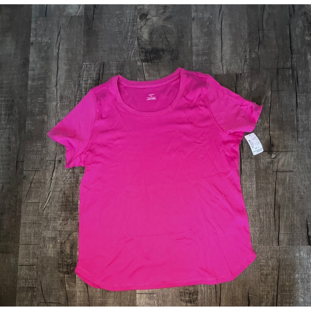 CJ Banks Womens Hot Pink‎ Cotton Short Sleeve T-Shirt Size 14W X New With Tags
